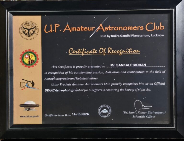 Certificate of Recognition, U.P. Amateur Astronomers Club
